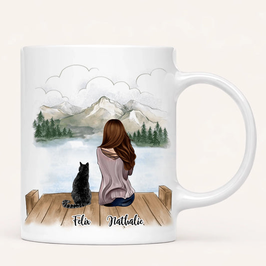 Femme & jusqu'à 3 Chats | Mug Personnalisé