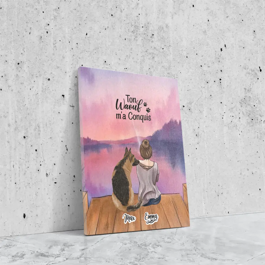 Toile personnalisée - Jusqu'à 4 chiens - Ton Wouaf m'a Conquis