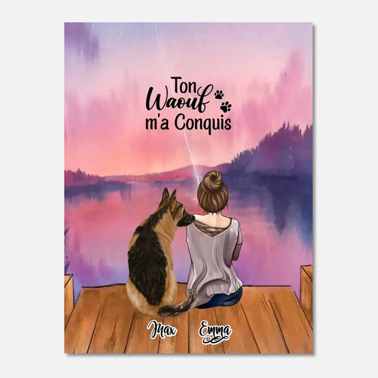 Affiche personnalisée - Jusqu'à 4 chiens - Ton Wouaf m'a Conquis