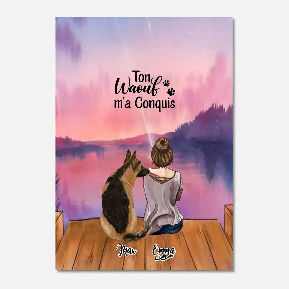 Affiche personnalisée - Jusqu'à 4 chiens - Ton Wouaf m'a Conquis
