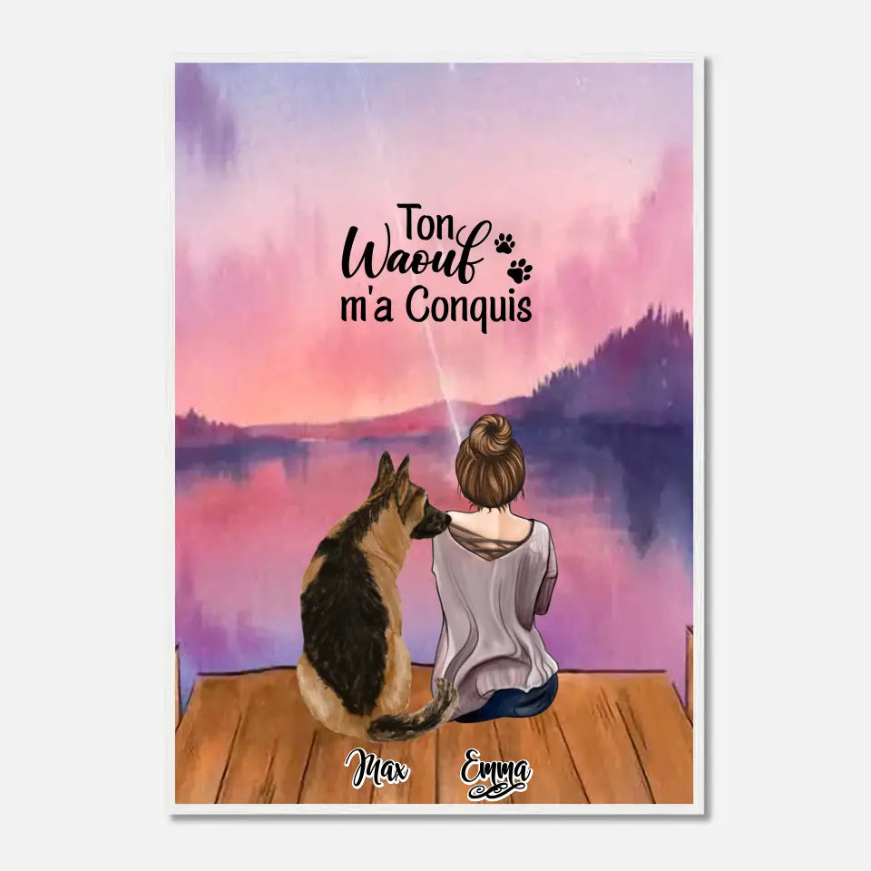 Affiche personnalisée - Jusqu'à 4 chiens - Ton Wouaf m'a Conquis