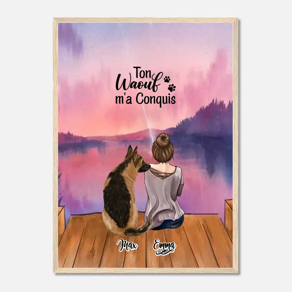 Affiche personnalisée - Jusqu'à 4 chiens - Ton Wouaf m'a Conquis