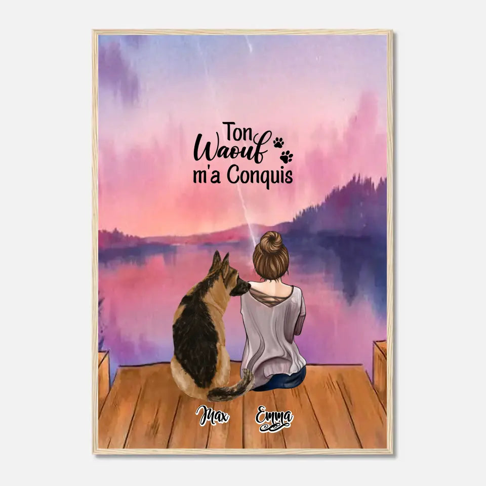 Affiche personnalisée - Jusqu'à 4 chiens - Ton Wouaf m'a Conquis