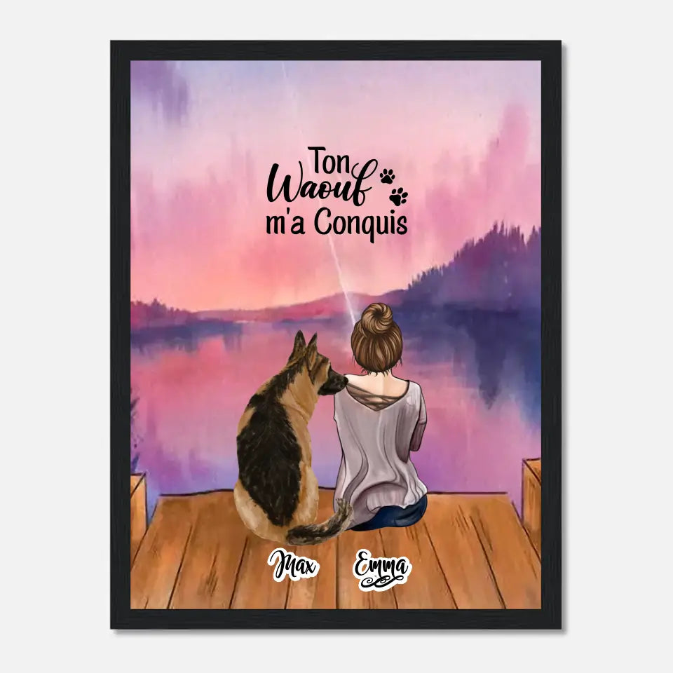 Affiche personnalisée - Jusqu'à 4 chiens - Ton Wouaf m'a Conquis