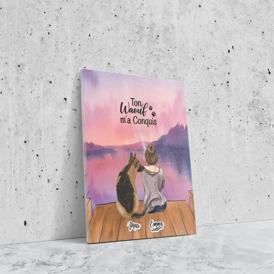 Toile personnalisé - Jusqu'à 4 chiens - Ton Wouaf m'a Conquis