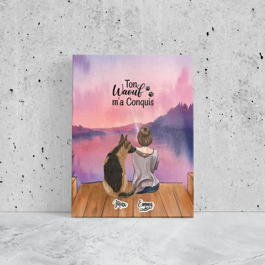 Toile personnalisé - Jusqu'à 4 chiens - Ton Wouaf m'a Conquis