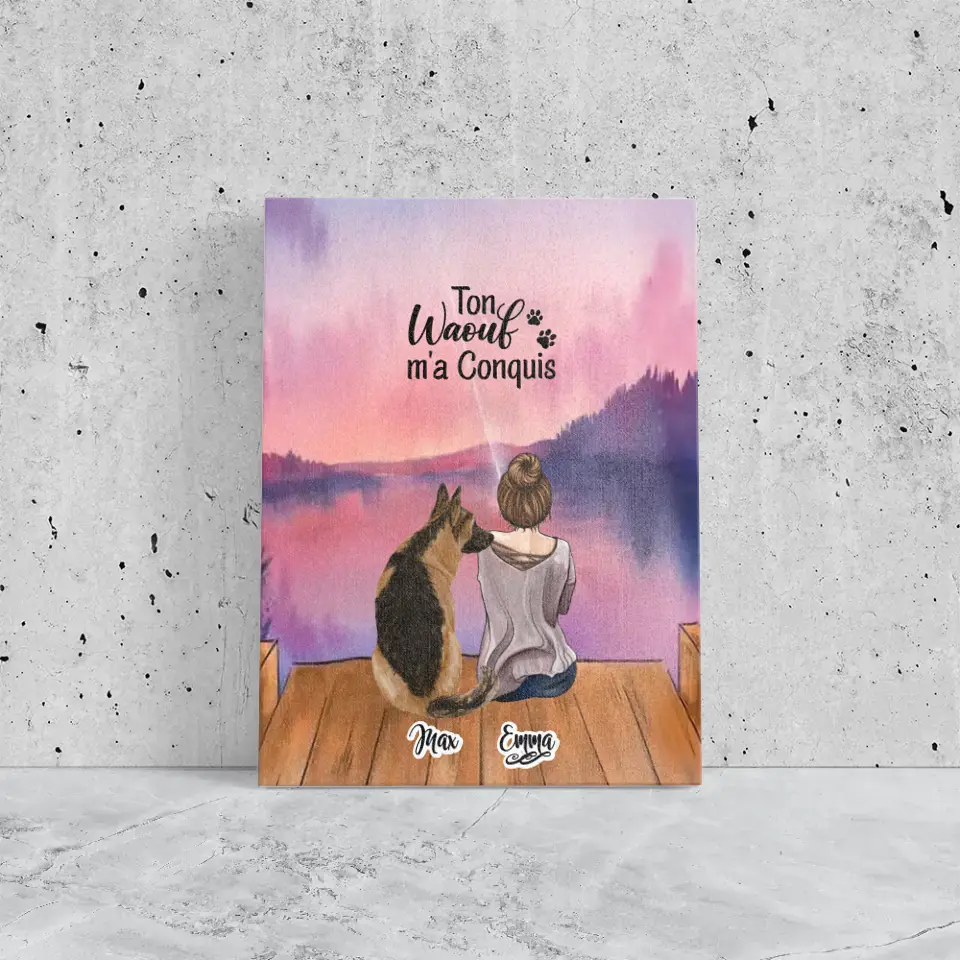 Toile personnalisé - Jusqu'à 4 chiens - Ton Wouaf m'a Conquis