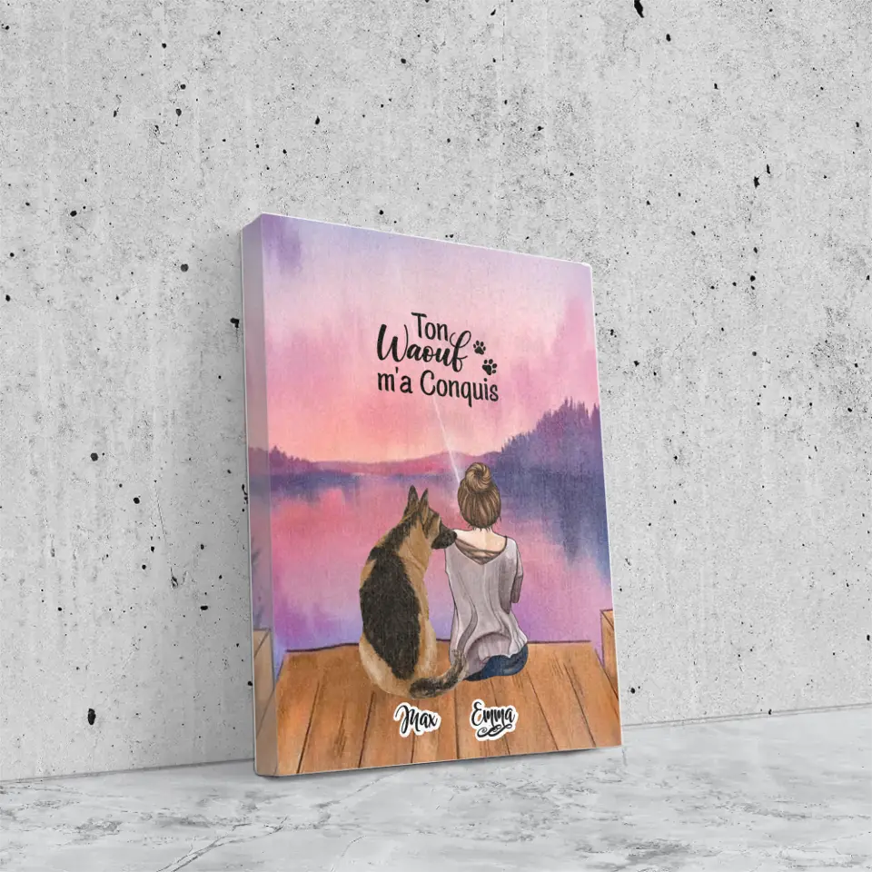 Toile personnalisé - Jusqu'à 4 chiens - Ton Wouaf m'a Conquis
