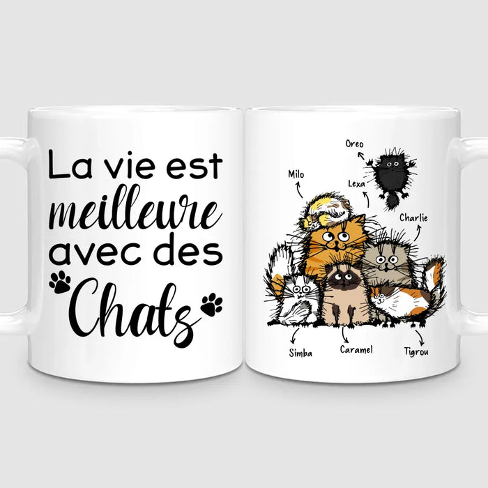 Jusqu'à 7 Chats | Mug Personnalisé