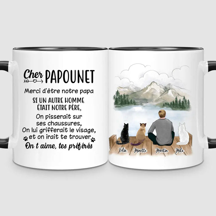 Homme & jusqu'à 3 Chats | Mug Personnalisé