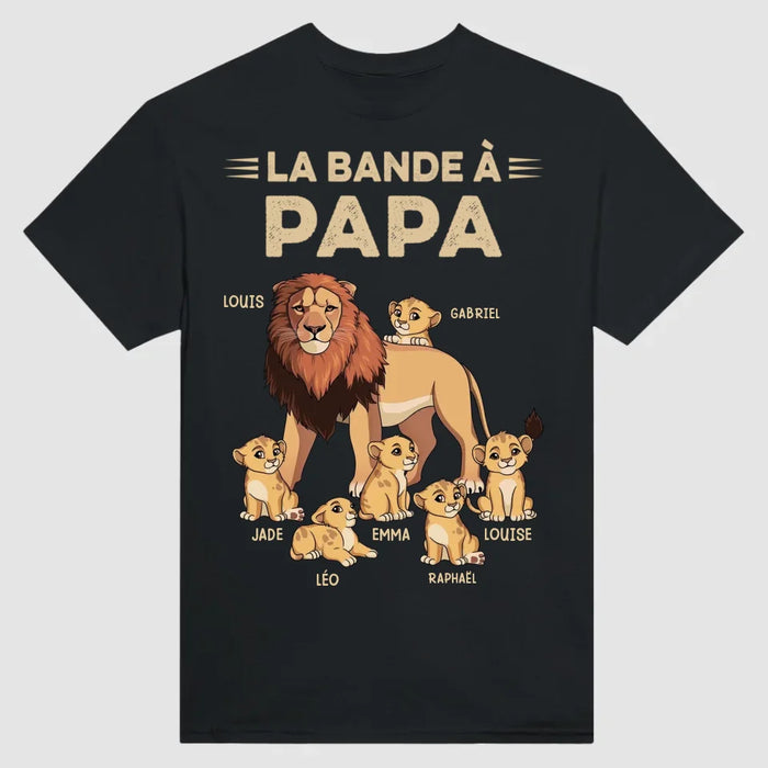 Jusqu'à 8 Enfants | La Bande à Papy ou Papa Lion | T-Shirt Personnalisé