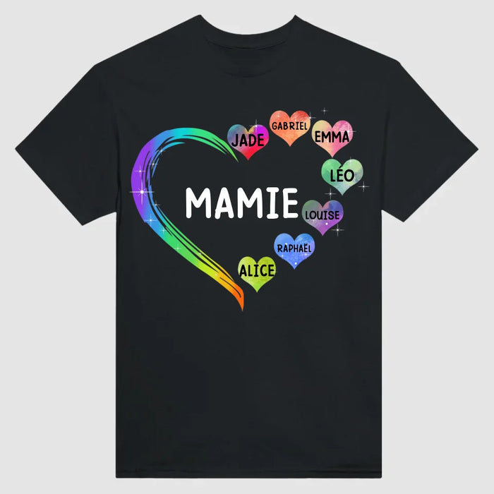 Jusqu'à 12 Enfants | Le Coeur de Mamie | T-Shirt Personnalisé