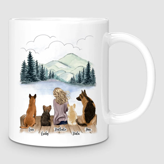 Femme & Jusqu'à 4 Chiens | Mug Personnalisé