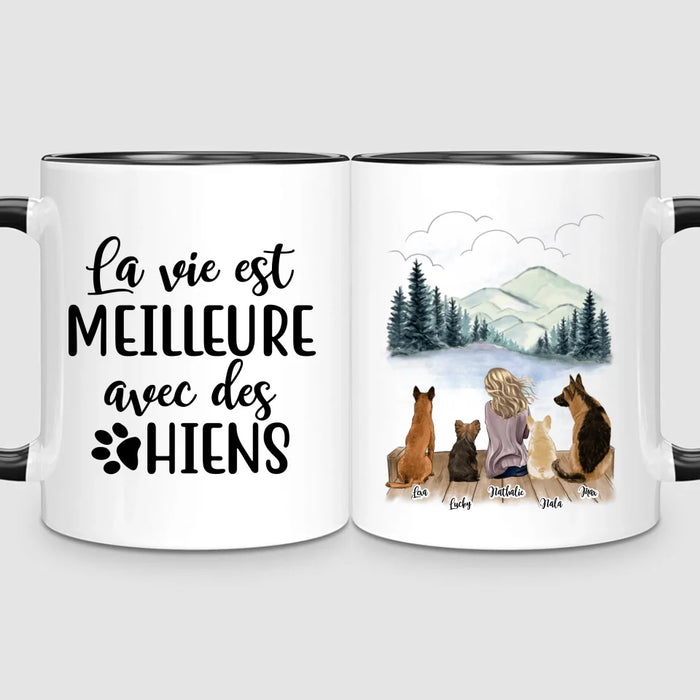 Femme & Jusqu'à 4 Chiens | Mug Personnalisé