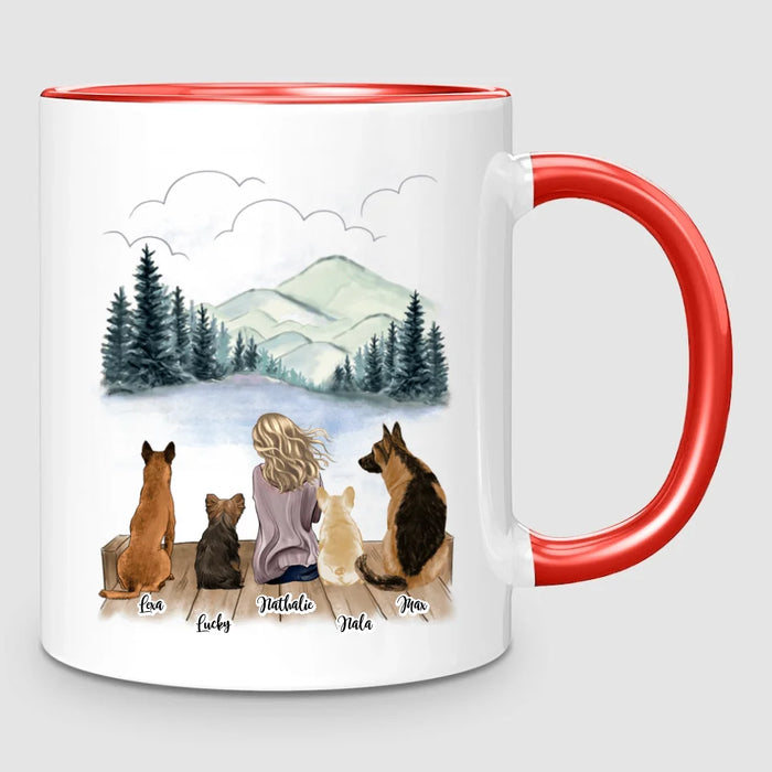 Femme & Jusqu'à 4 Chiens | Mug Personnalisé