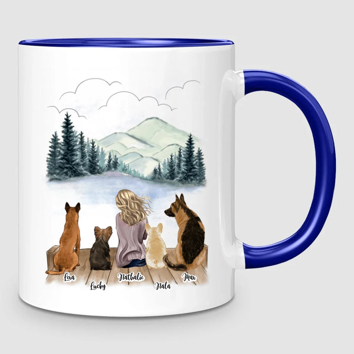 Femme & Jusqu'à 4 Chiens | Mug Personnalisé