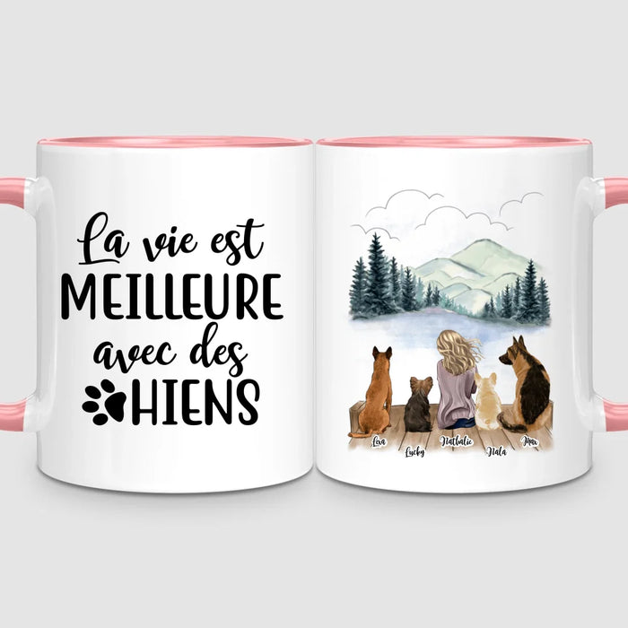 Femme & Jusqu'à 4 Chiens | Mug Personnalisé