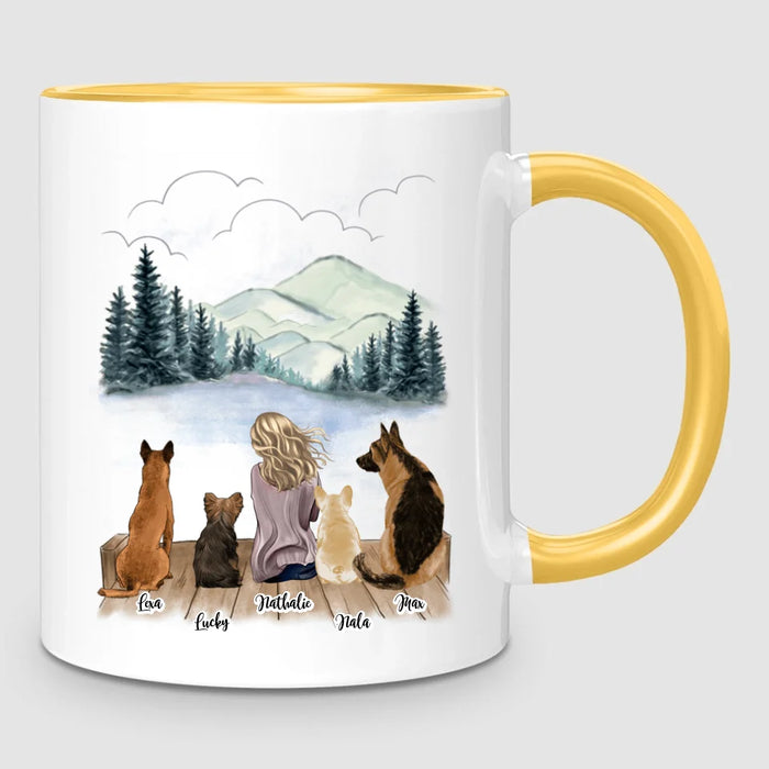 Femme & Jusqu'à 4 Chiens | Mug Personnalisé