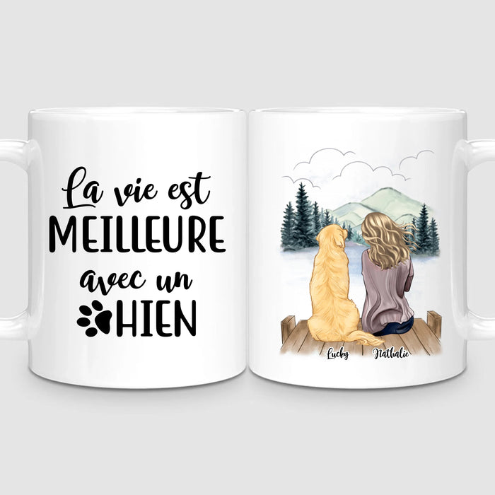 Femme & Jusqu'à 4 Chiens | Mug Personnalisé
