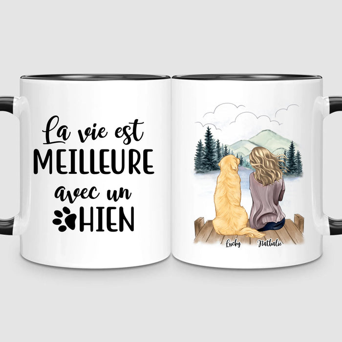 Femme & Jusqu'à 4 Chiens | Mug Personnalisé