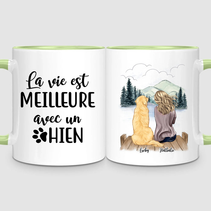 Femme & Jusqu'à 4 Chiens | Mug Personnalisé