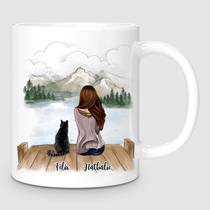 Femme & jusqu'à 3 Chats | Mug Personnalisé