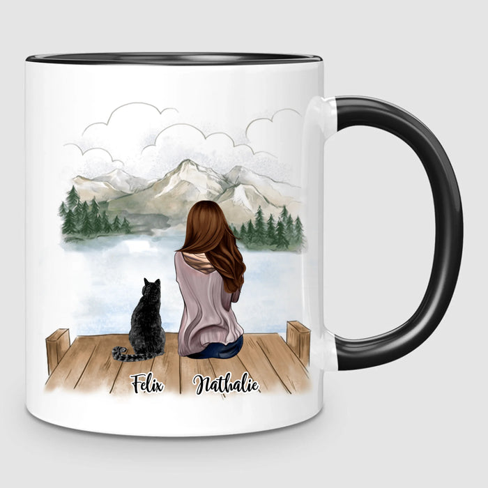 Femme & jusqu'à 3 Chats | Mug Personnalisé