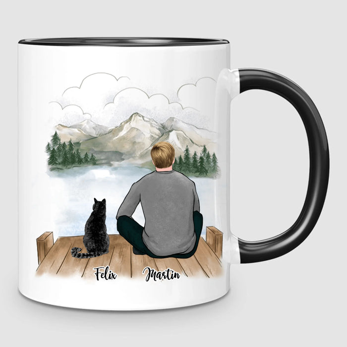 Homme & jusqu'à 3 Chats | Mug Personnalisé
