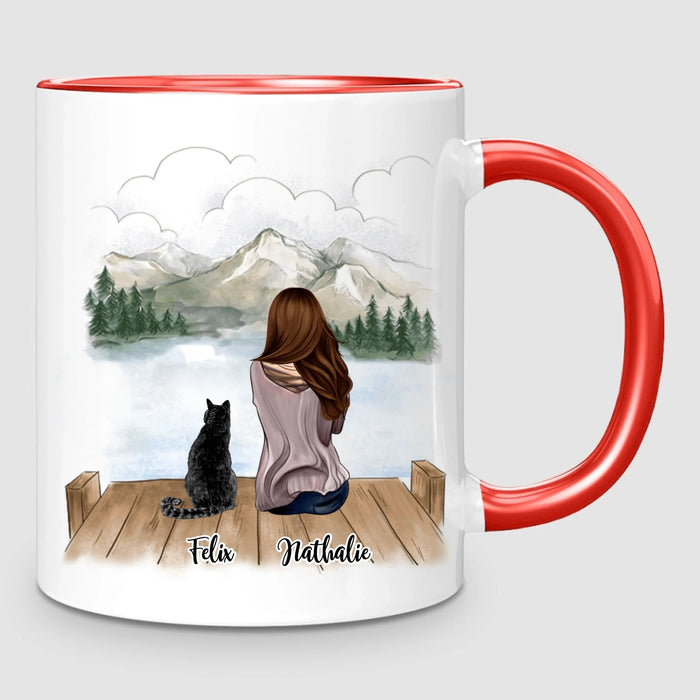 Femme & jusqu'à 3 Chats | Mug Personnalisé