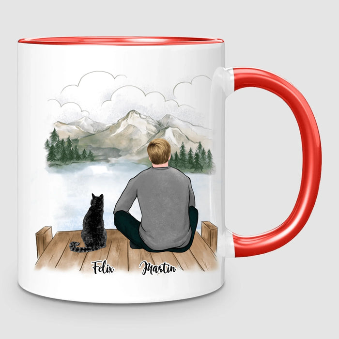 Homme & jusqu'à 3 Chats | Mug Personnalisé