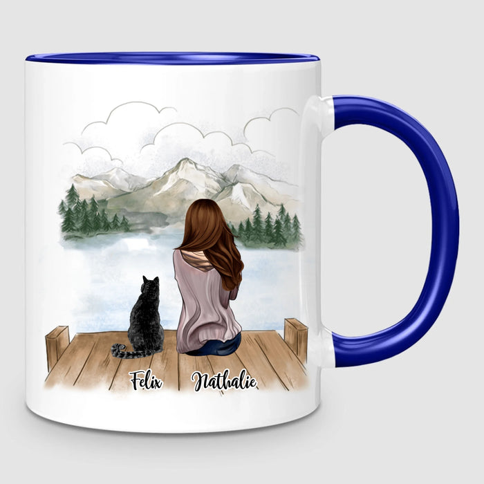 Femme & jusqu'à 3 Chats | Mug Personnalisé