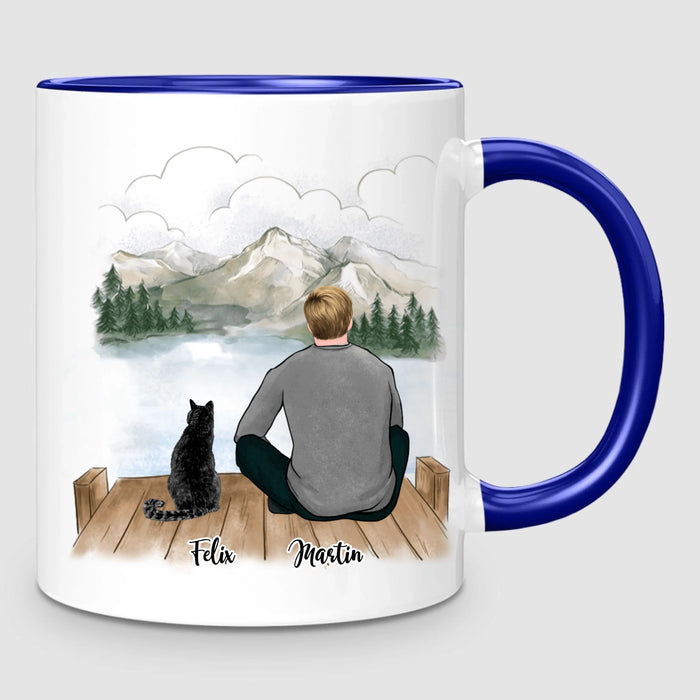 Homme & jusqu'à 3 Chats | Mug Personnalisé