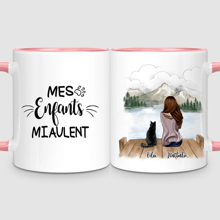 Femme & jusqu'à 3 Chats | Mug Personnalisé