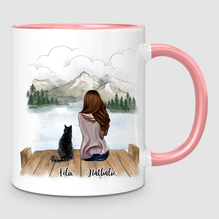 Femme & jusqu'à 3 Chats | Mug Personnalisé
