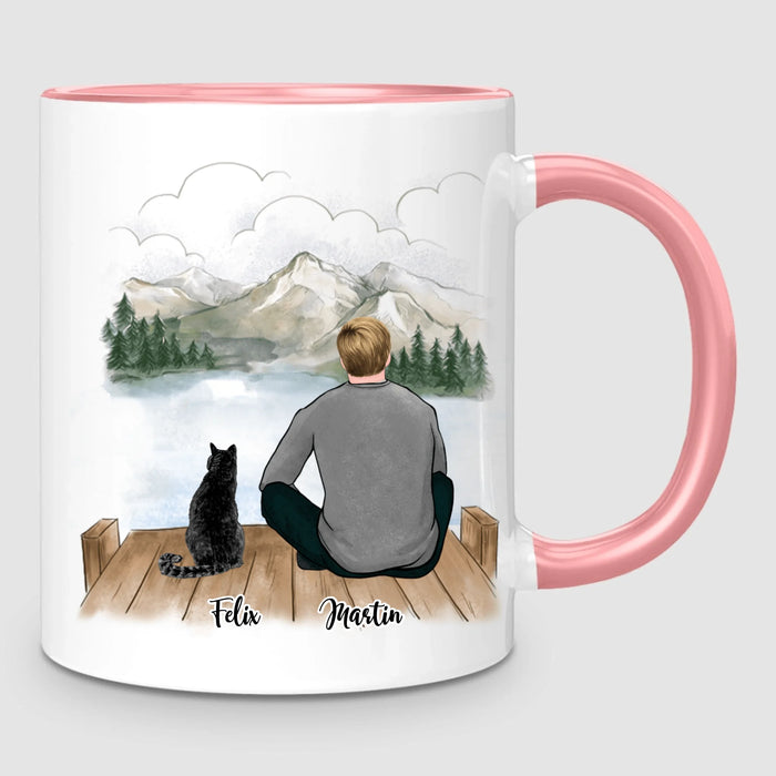 Homme & jusqu'à 3 Chats | Mug Personnalisé