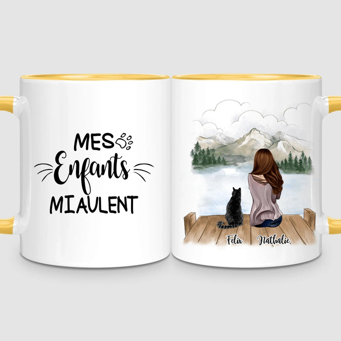 Femme & jusqu'à 3 Chats | Mug Personnalisé