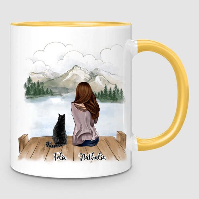 Femme & jusqu'à 3 Chats | Mug Personnalisé