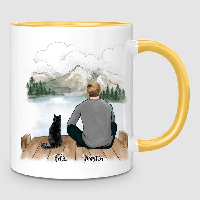 Homme & jusqu'à 3 Chats | Mug Personnalisé