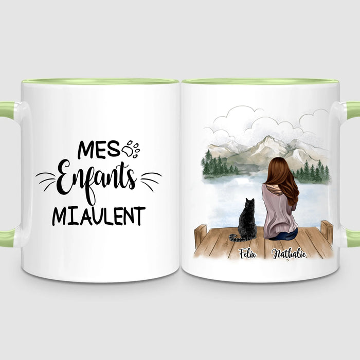 Femme & jusqu'à 3 Chats | Mug Personnalisé