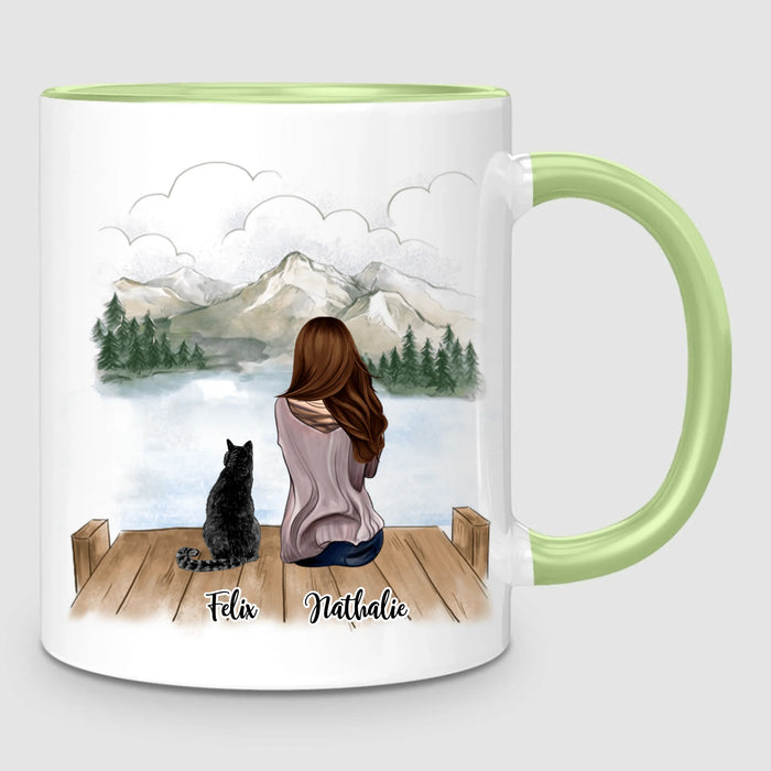Femme & jusqu'à 3 Chats | Mug Personnalisé