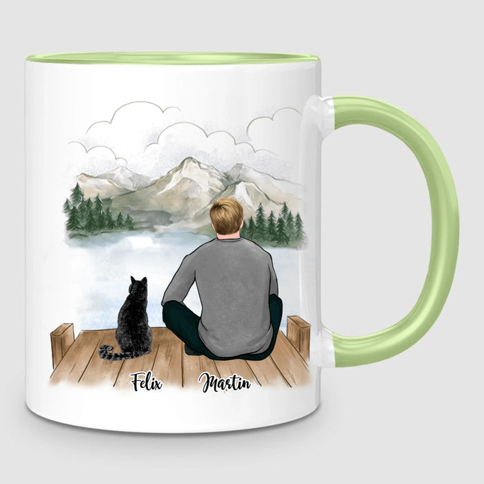 Homme & jusqu'à 3 Chats | Mug Personnalisé