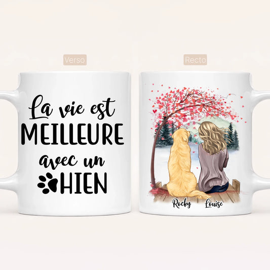 Femme & Jusqu'à 4 Chiens | Mug Personnalisé