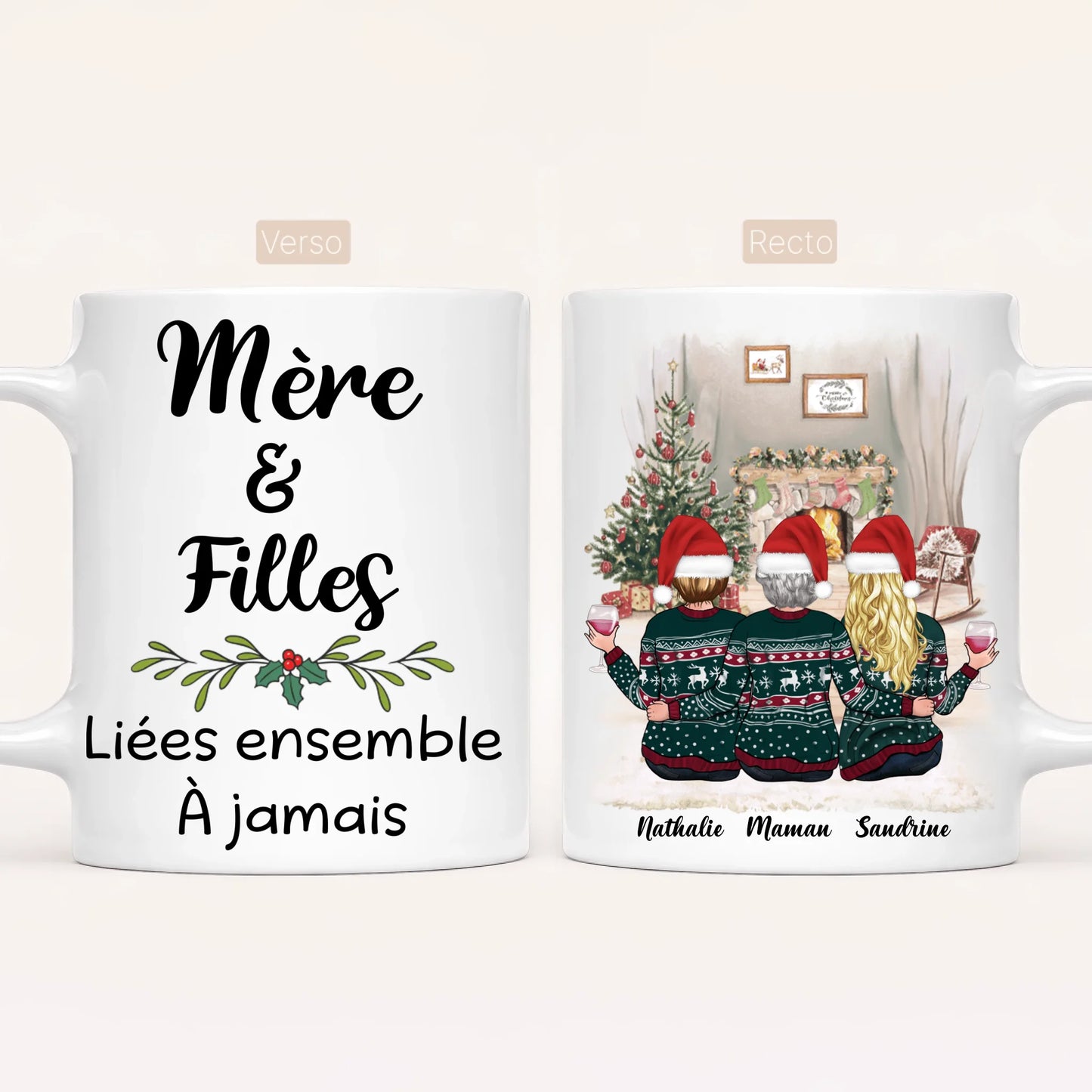 Maman & 2 Filles | Noël | Mug Personnalisé