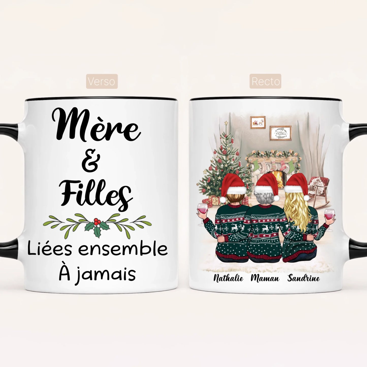 Maman & 2 Filles | Noël | Mug Personnalisé