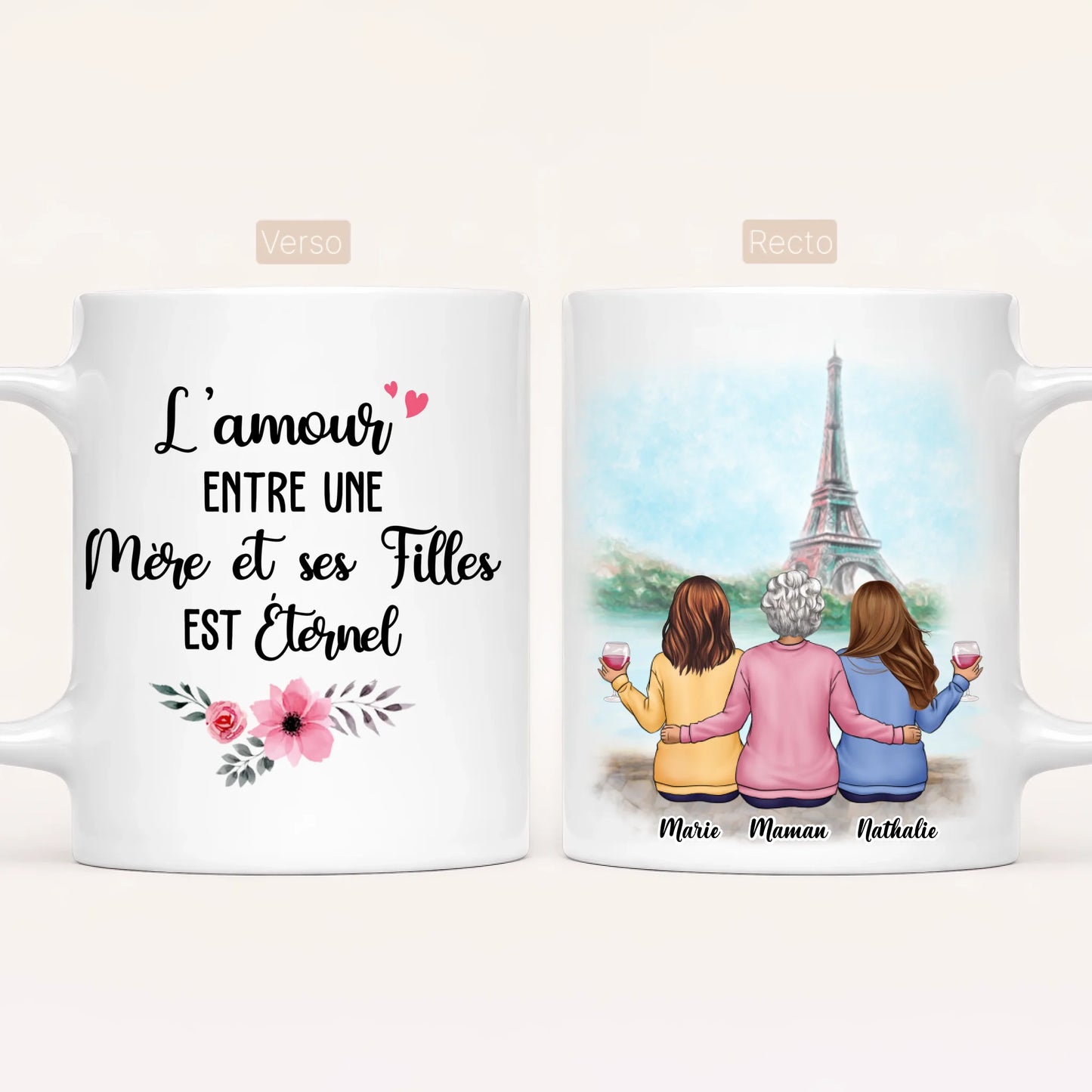Maman & 2 Filles | Mug Personnalisé