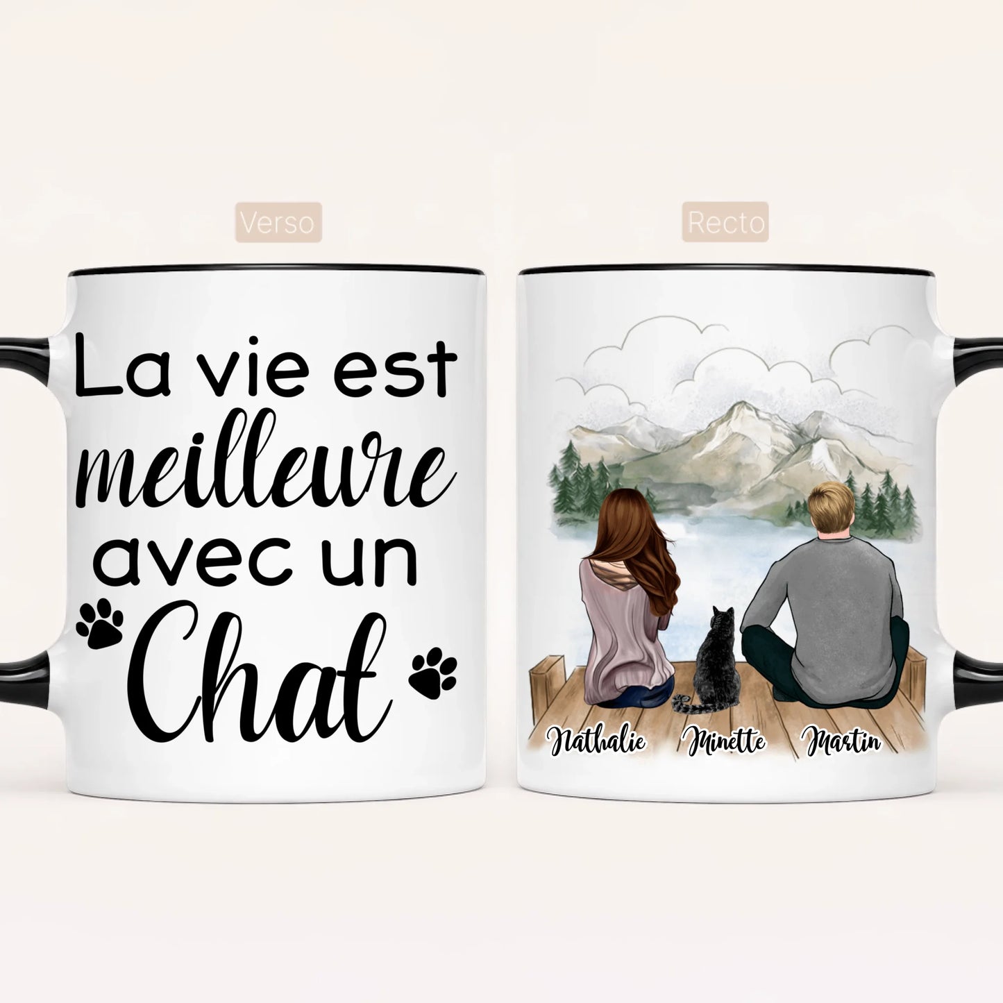 Couple & Chat | Mug Personnalisé