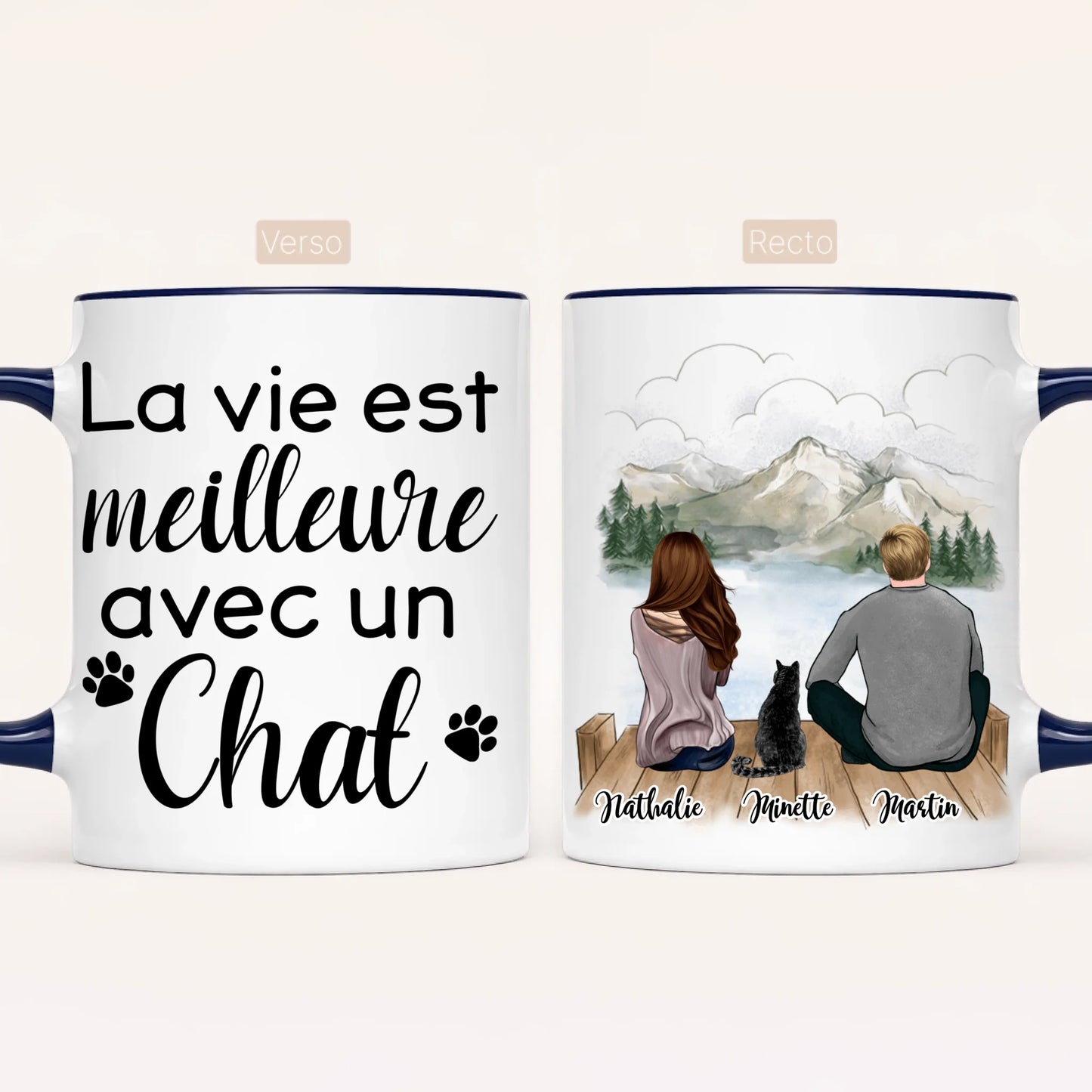 Couple & Chat | Mug Personnalisé