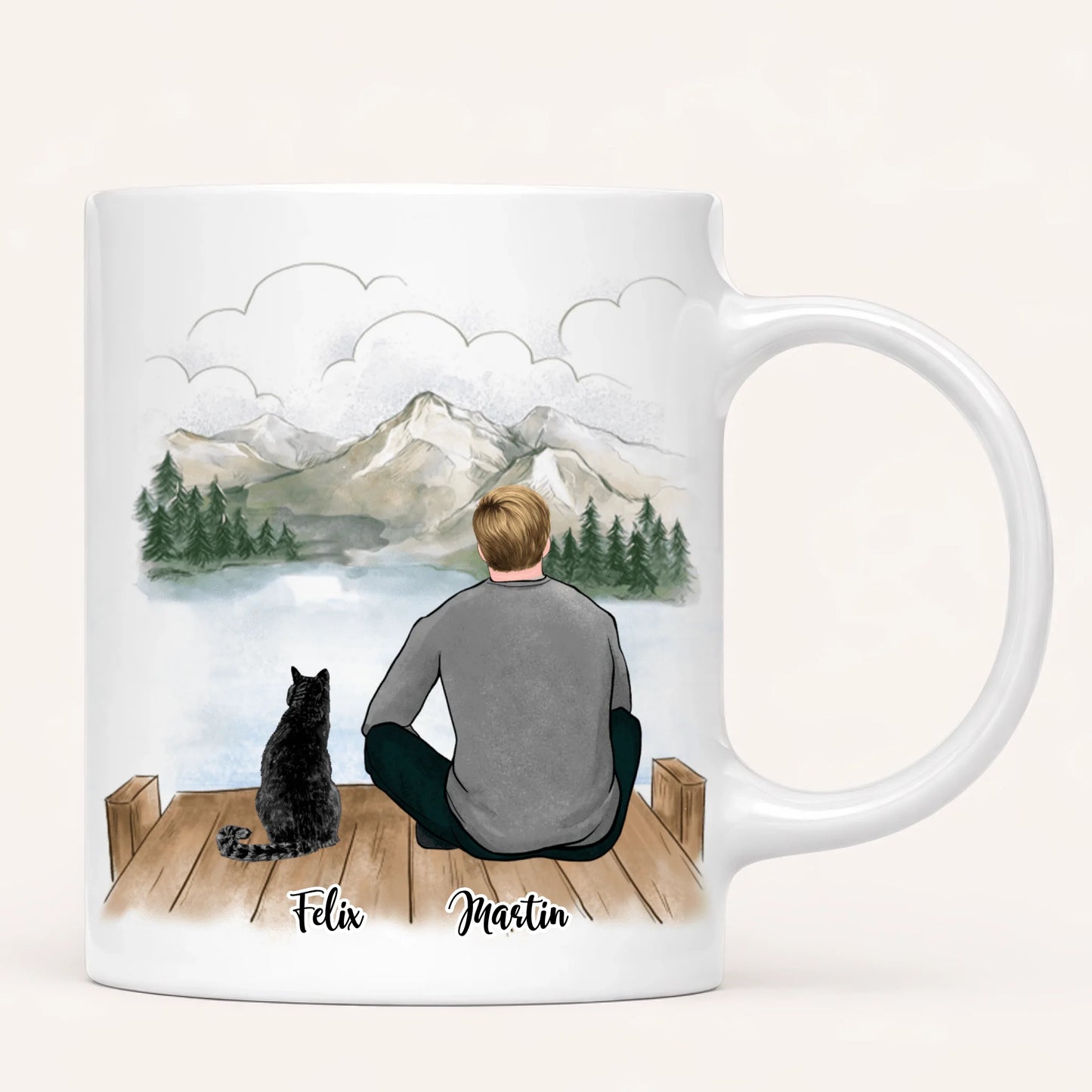 Homme & jusqu'à 3 Chats | Mug Personnalisé
