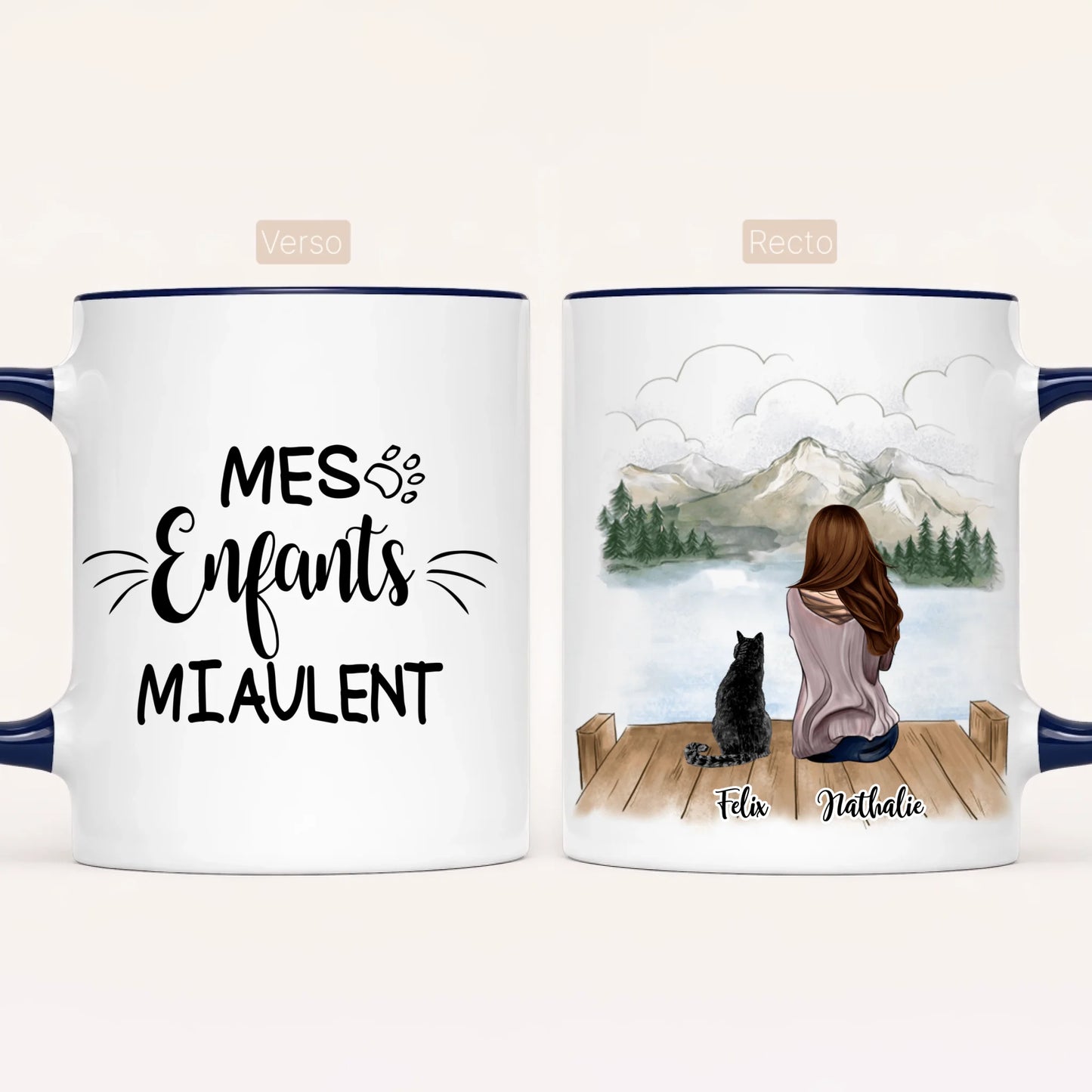 Femme & jusqu'à 3 Chats | Mug Personnalisé