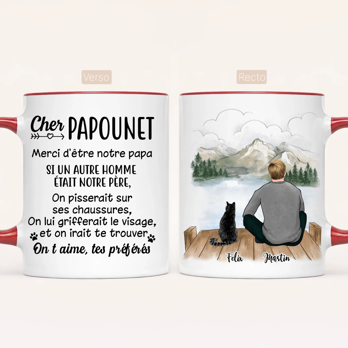 Homme & jusqu'à 3 Chats | Mug Personnalisé